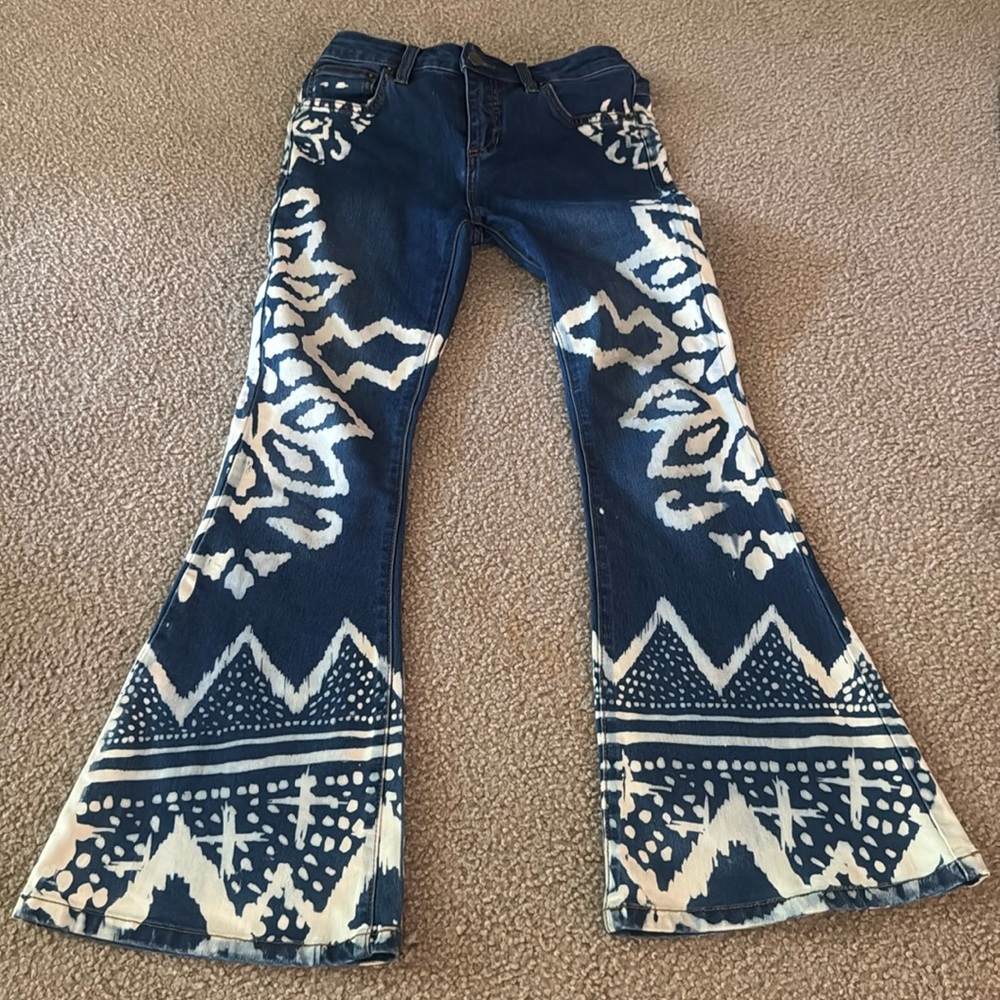 Free People Boho Bleached Low Rise Flare Jeans
